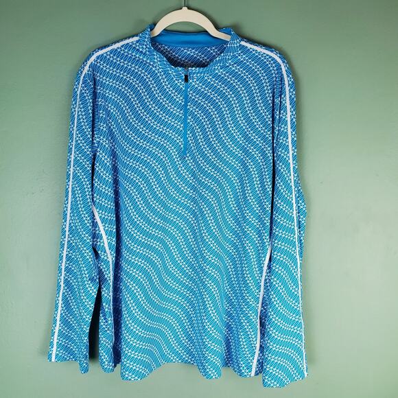 Tail White Label Blue Quarter Zip Golf Tennis Long Sleeve Pullover Top Size 2X - Picture 1 of 6